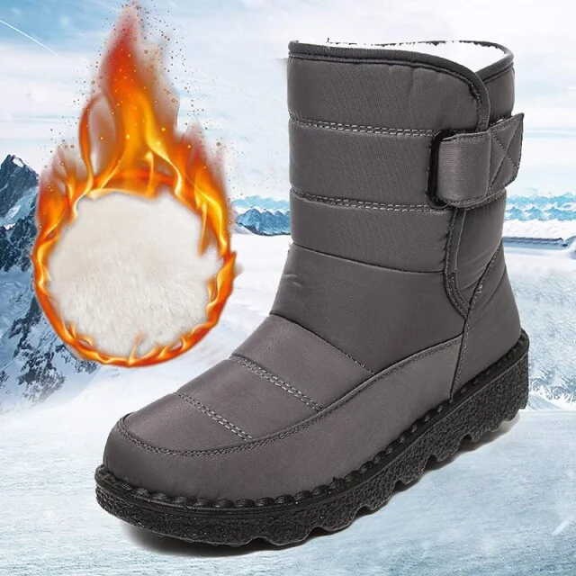 Qjong Non-slip Waterproof Women Snow Boots Plus Size Platform Winter Boots Woman 2022 Fashion Thick Plush Cotton Padded Shoes