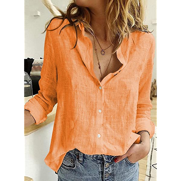 Astylish Womens V Neck Roll up Sleeve Button Down Blouses Tops Medium White