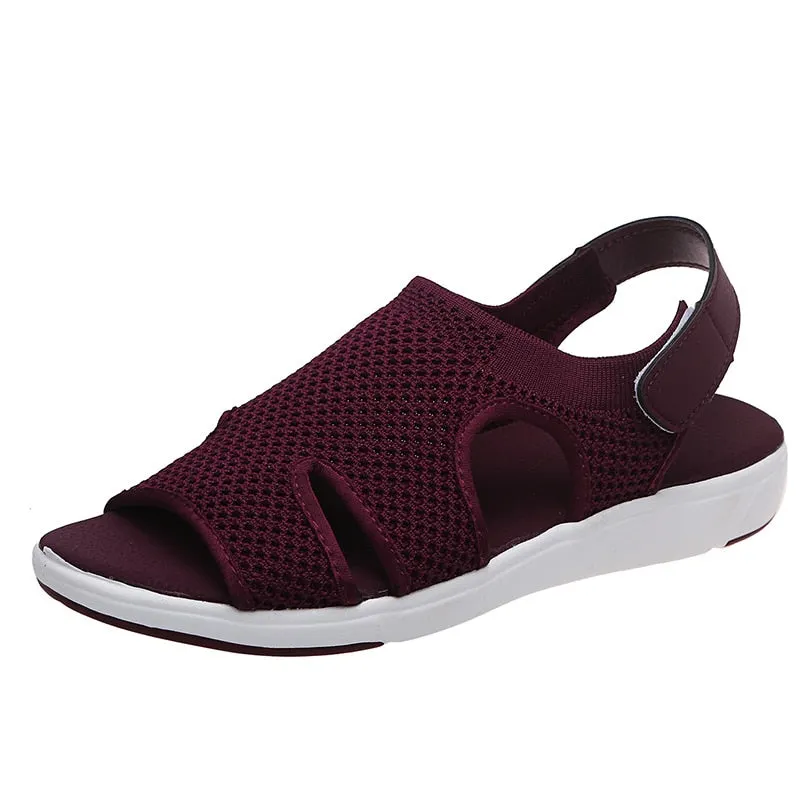 Lucyever women's breathable mesh sandals 2021 plus size 35-45 summer knitted sports shoes sandalias mujer platform flats woman