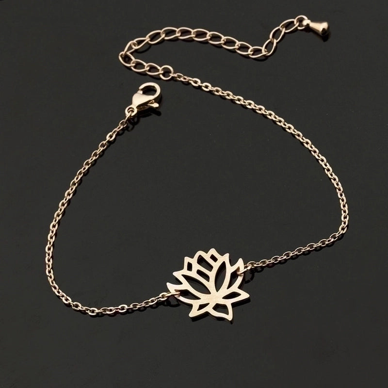 Simple Rose Gold Bracelet Stainless Steel Lotus Bracelet