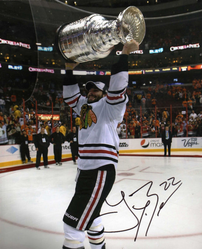 TROY BROUWER CHICAGO BLACKHAWKS SIGNED CUP 8x10 Photo Poster painting 1