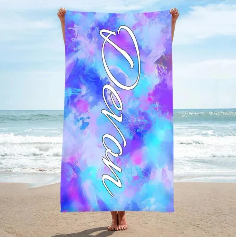 Personalized Beach Towel Customized 1 Name Towel Blanket Summer Gift for Family/Friends