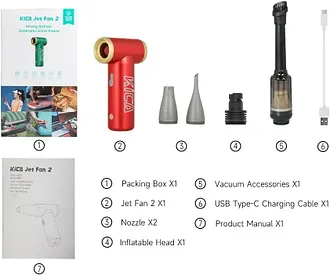KiCA Jet Fan 2 Combo | Electric Air Duster & Vacuum Kit