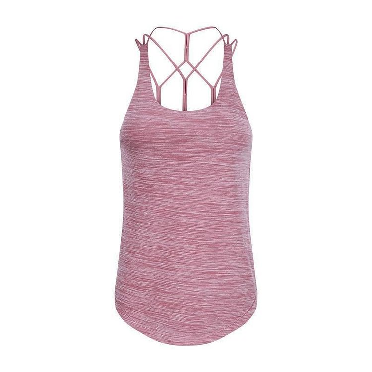 2in1 FLY Crisscross Yoga Gym Tank Tops+Inside Bra Women Loose Fit Soft Workout Fitness Vest Sport Sleeveless Shirts