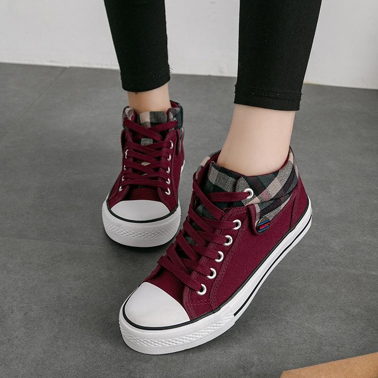 Mature Ladies Flat Mid-to-high Canvas Shoes