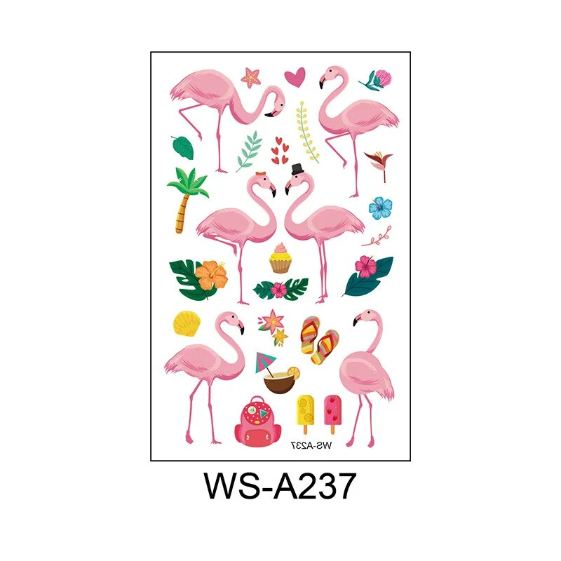 10 Kinds Flamingo Tattoos Disposable Temporary Realistic Pink Birds Flowers Beautiful Body Makeup Stickers Waterproof