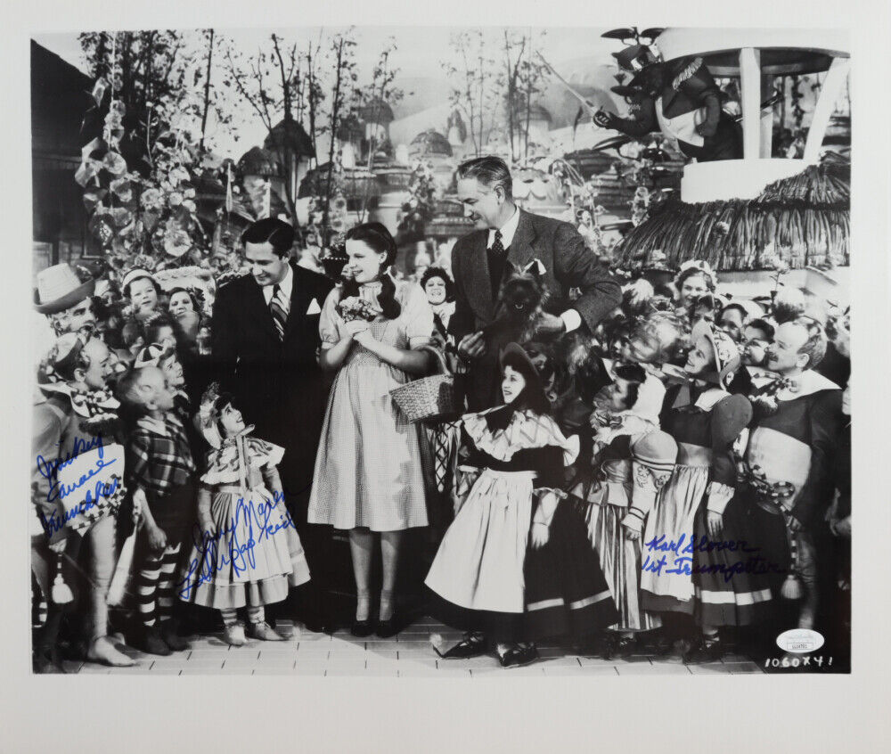 The Wizard of Oz 18.5x16 Movie Photo Poster painting Signed By 3 Lollipop Guild Munchkin Actors