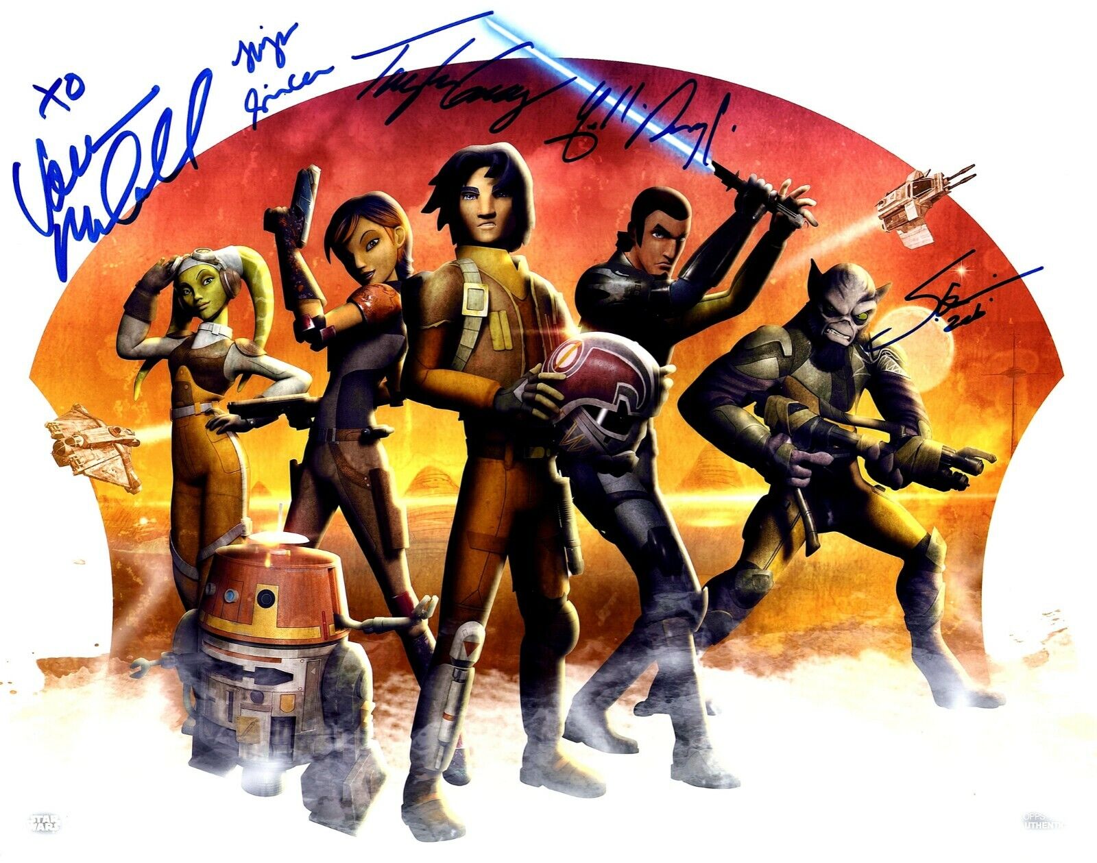 Star Wars REBELS Cast Signed by 5 11x14 Topps Photo Poster painting Beckett BAS Witness WC96048