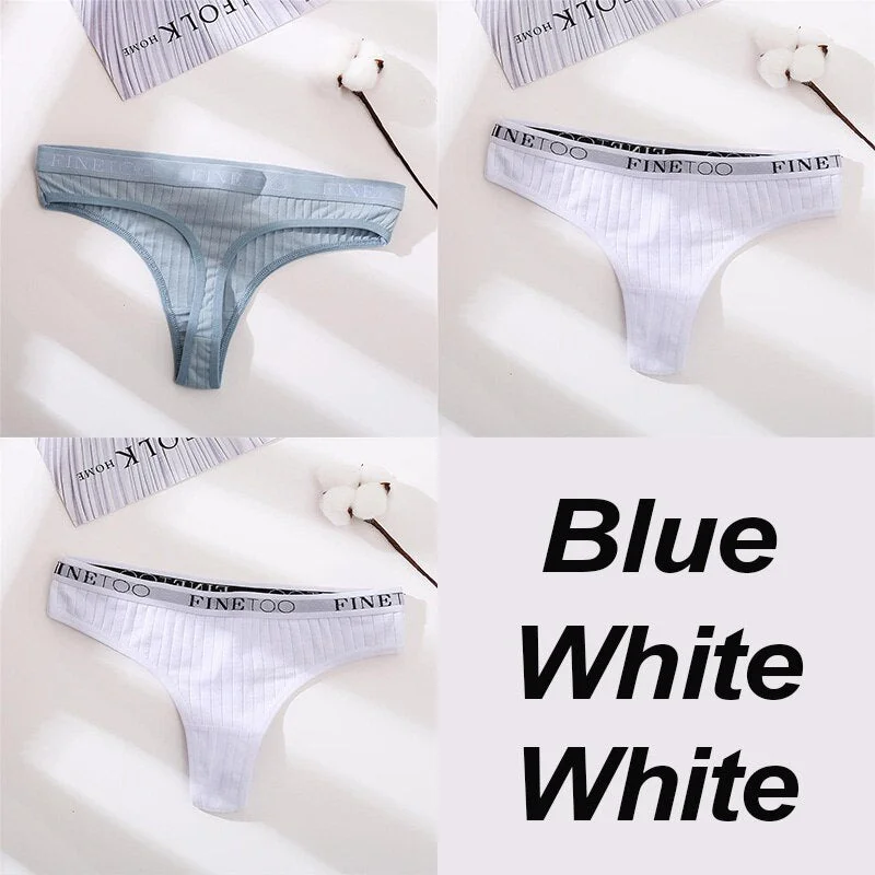 3PCS/Set Cotton Panties Female Underpants Sexy G-string Women Panties Underwear Solid Color Intimates Lingerie Thong Pantys