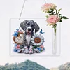 Acryl Hund und Blume Wandröhre Vase - 5d DIY Handwerk Anhänger