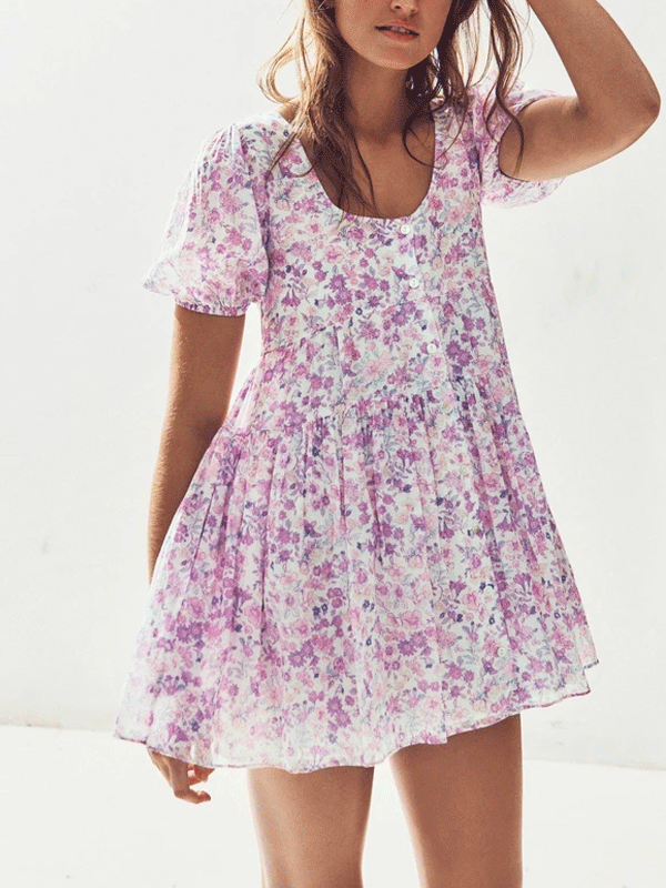 U neck short sleeve dress