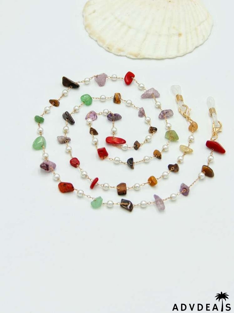 Faux Pearl Decor Glasses Chain