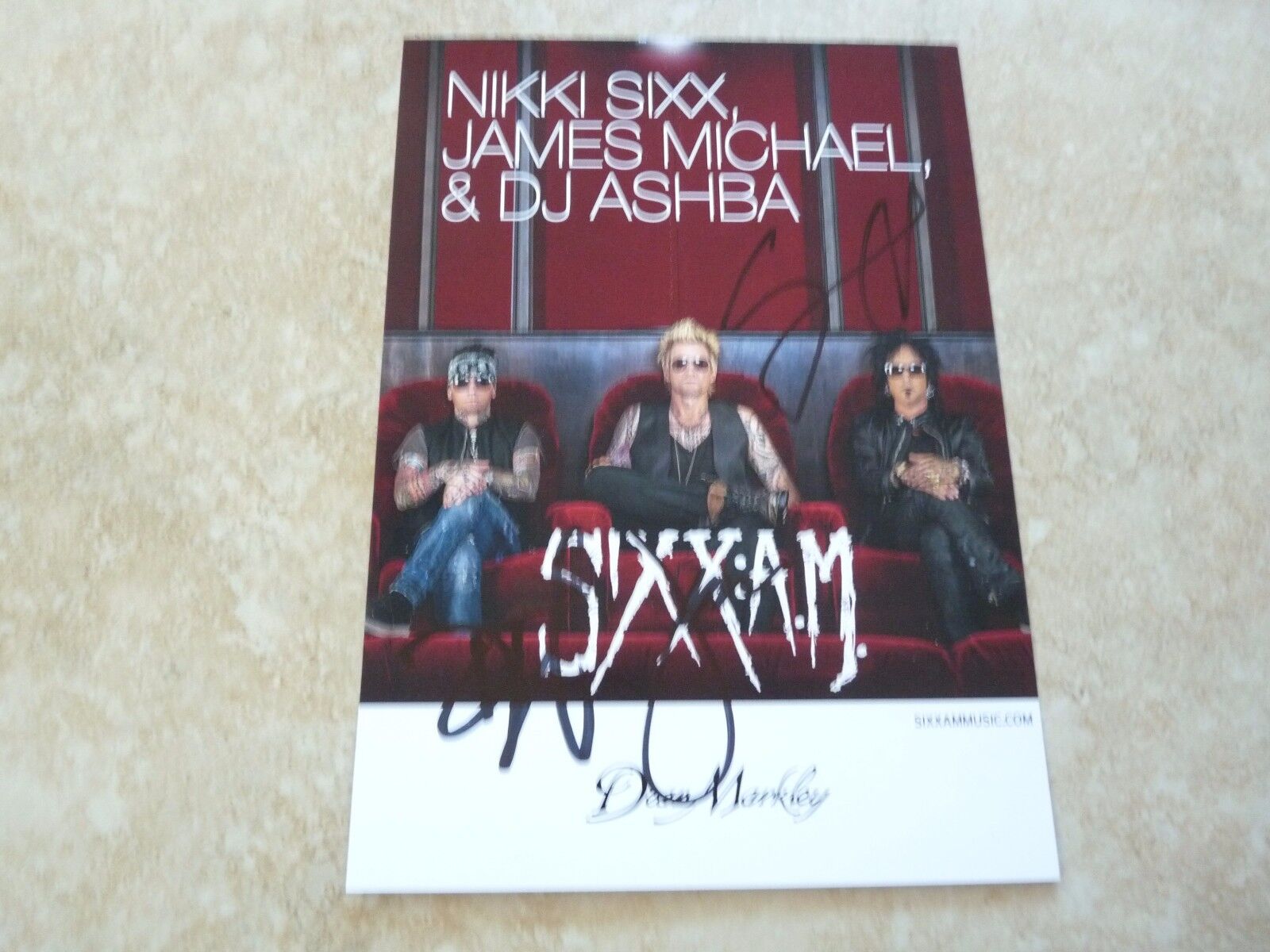 SIXX A.M. Nikki Sixx DJ Ashba +1 Band Signed 6x8.5 Photo Poster painting PSA Guaranteed NAMM #1