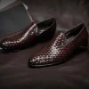 Mens Woven Leather Loafers Shoes