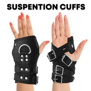 pornhint Pornhint Suspension Cuffs for Sex- BDSM Hand Cuff Set Restraints for her/him for Role Play Fetish Harness Cowhide Leather 2pcs Bondage Tools