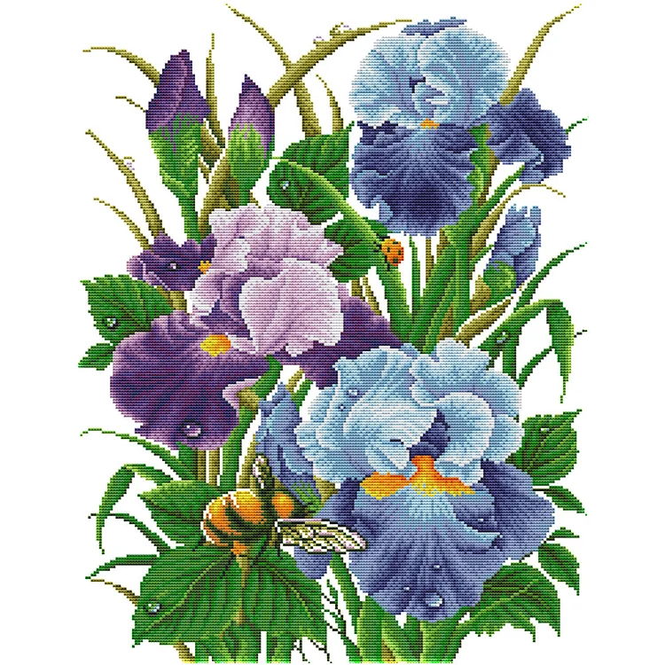 Iris Hanger 14CT Printed Cross Stitch Kits (52*42CM) fgoby