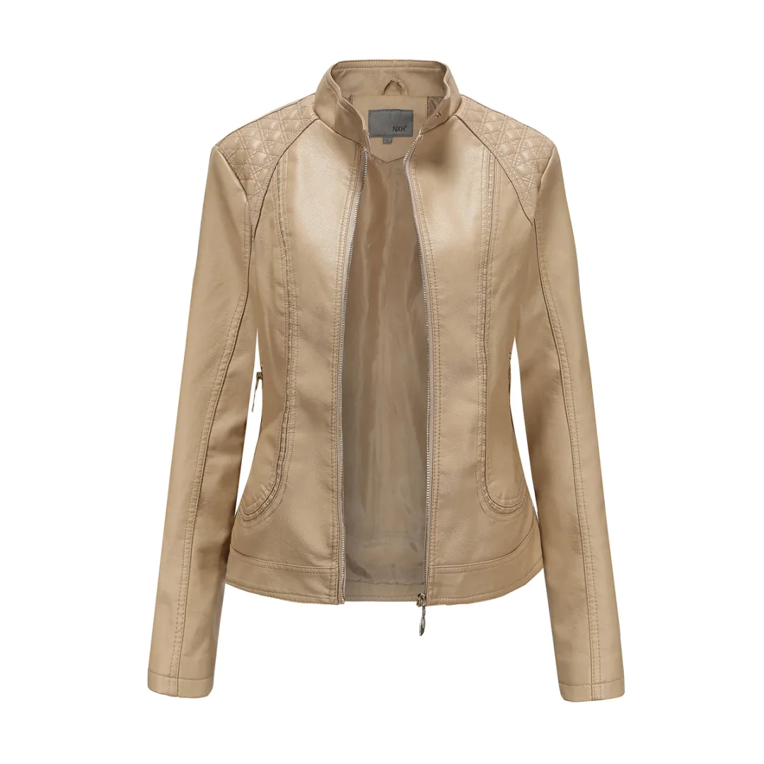 Leather Slim Collar Jacket For Women