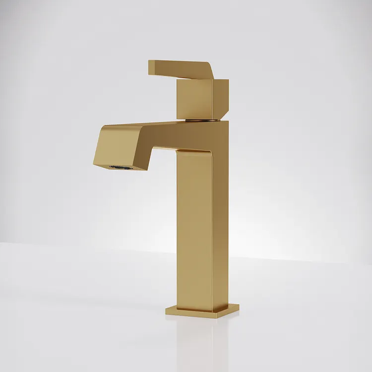 EVERSTEIN Modern Geometric Bathroom Sink Faucet in Brushed Gold 