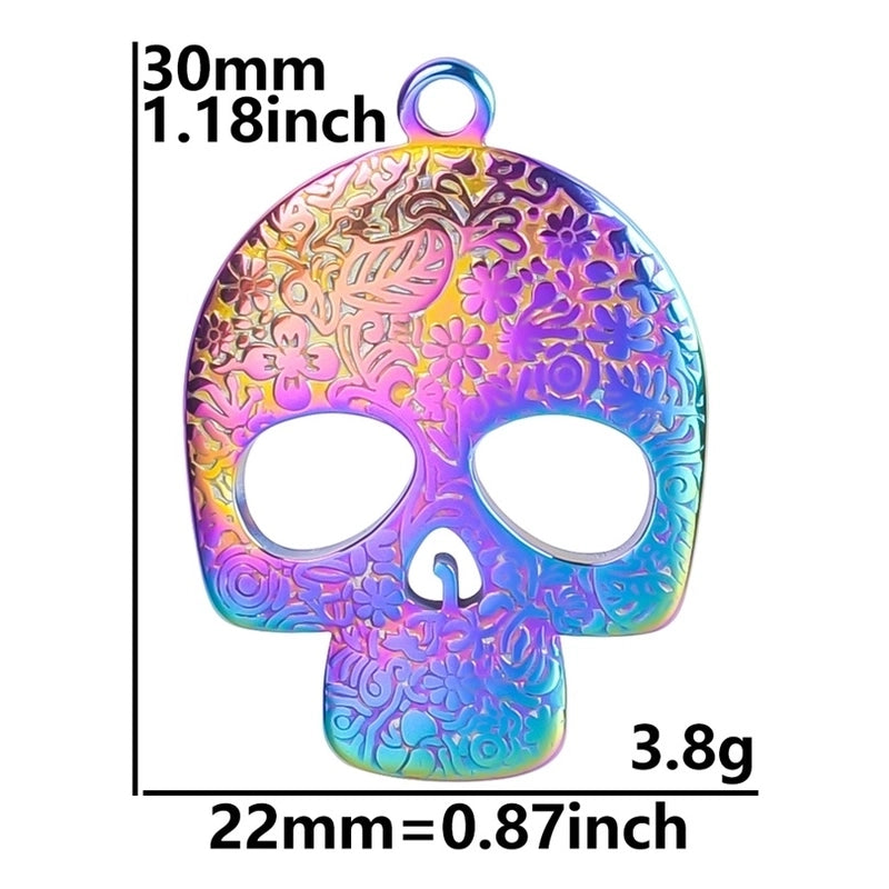 2 Pieces Minimalist Classic Style Skull 304 Stainless Steel Plating Pendant Necklace