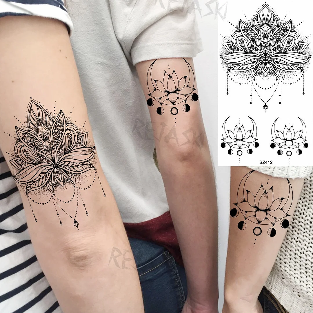 Realistic Sunflower Fashion Wrist Temporary Tattoos For Women Gilr Butterfly Geometry Fake Tattoo Custom Armbands Washable Tatoo