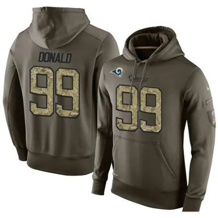 NFL Men's  Los Angeles Rams #99 Aaron Donald Stitched Green Olive Salute To Service KO Performance Hoodie