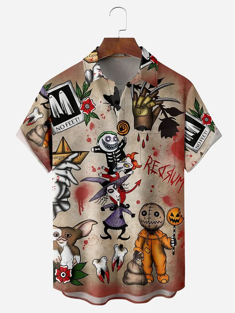 Men's Hawaiian Ghost Ghost Vampire Halloween Casual Print Shirt