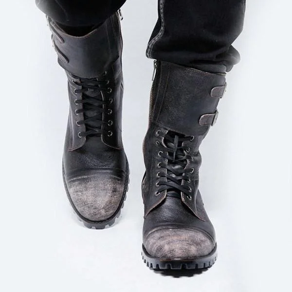 Tall leather motorcycle clearance boots for men