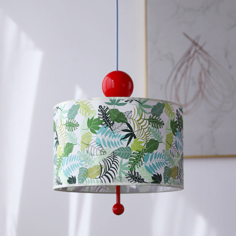 Traditional Vintage Drum Iron Fabric 3-Light Pendant Light For Bedroom