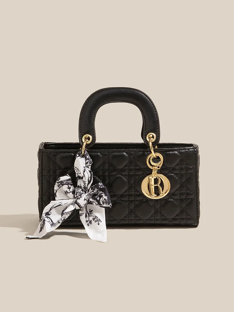 Black Diamond Silk Scarf Hand-Held Crossbody Bags
