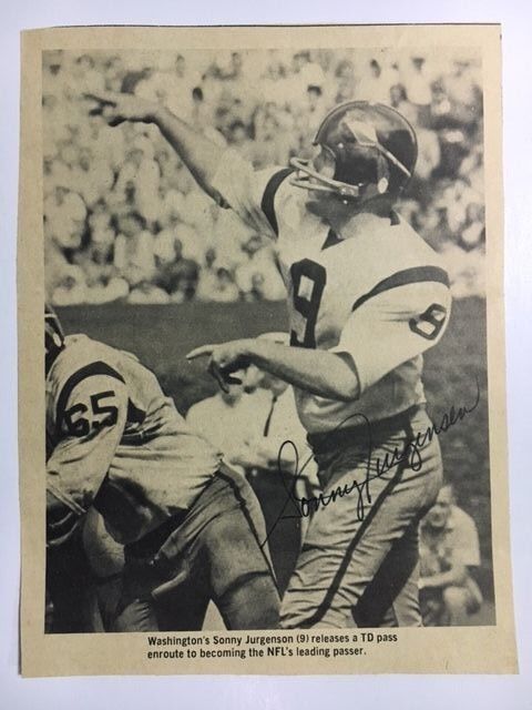 Sonny Jurgenson HOF 5x7 Vintage 1970s Signed Magazine Photo Poster painting JSA Precertfied