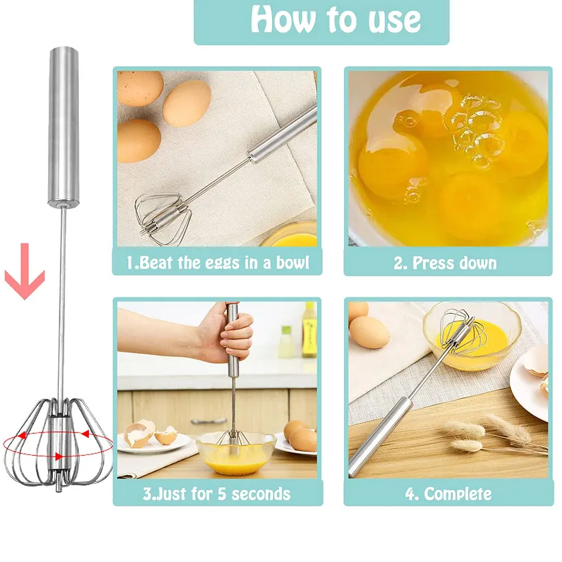 How to use manual mechanical push whisk step by step