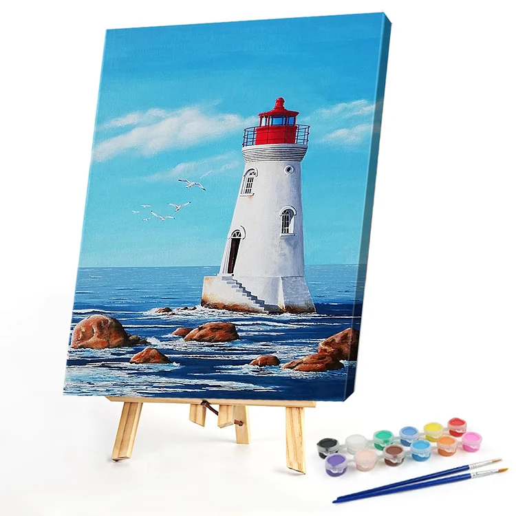 Oil Paint By Numbers - Seaside Lighthouse - 40*60CM