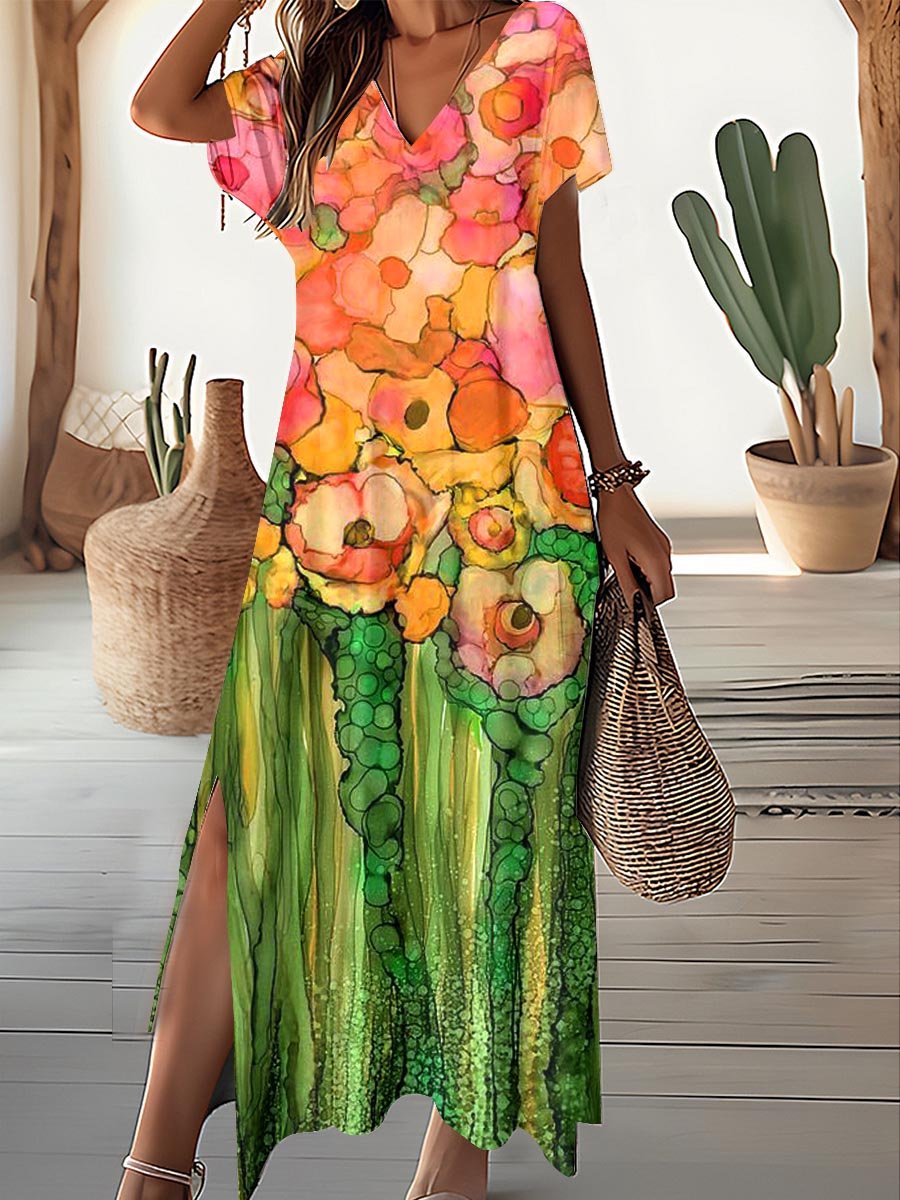 Women's Floral Butterfly Pattern Resort Dress