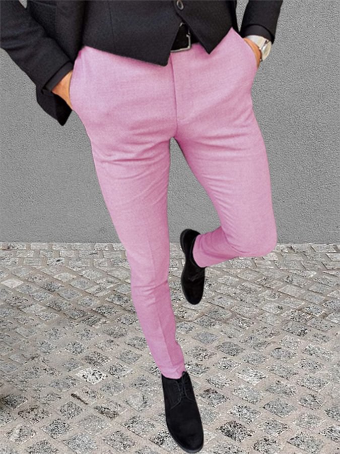 Men's Slim Fit Pink Pants