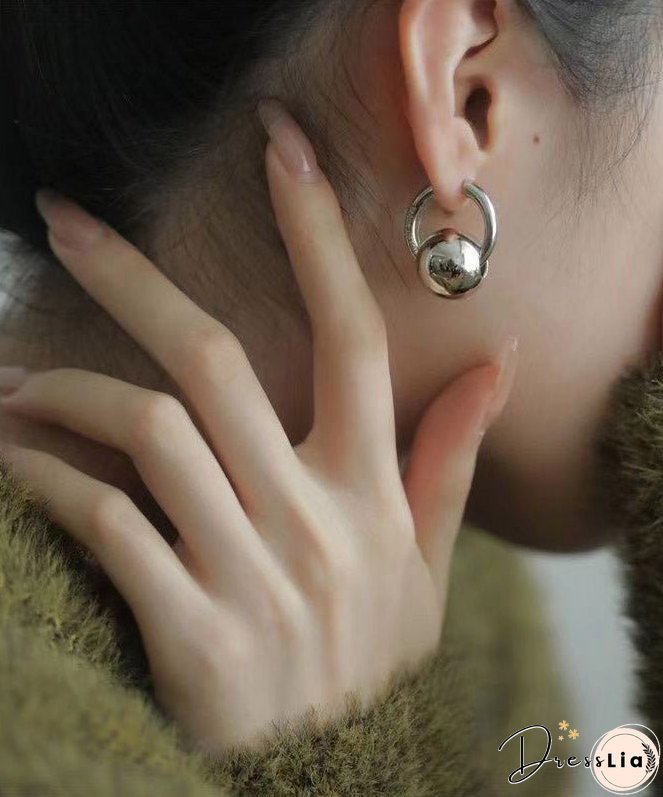 Loose Silk Copper Overgild Ball Hoop Earrings