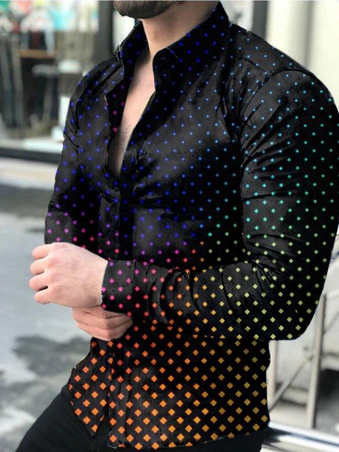 Colorful polka dot print long sleeve lapel shirt