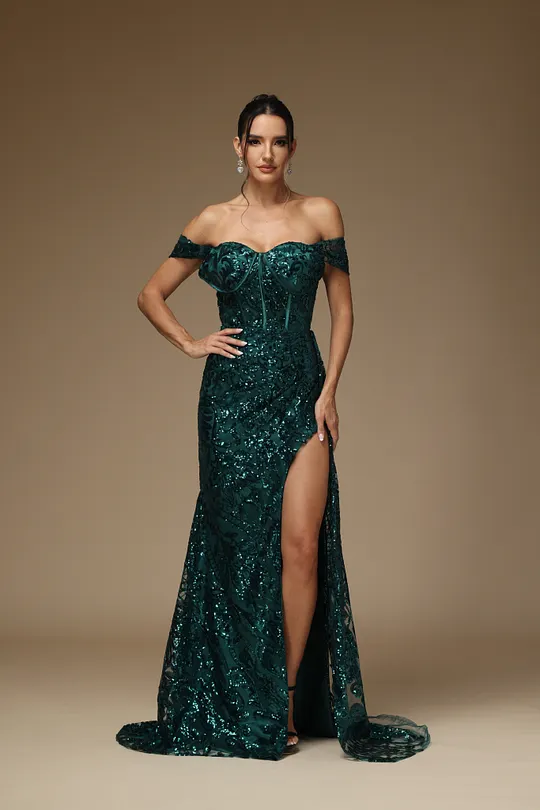 slim fit dress slacks Amazing Green Prom Dress Long Ball Dresses With Overskirt Sweetheart –  Dbrbridal main image 1