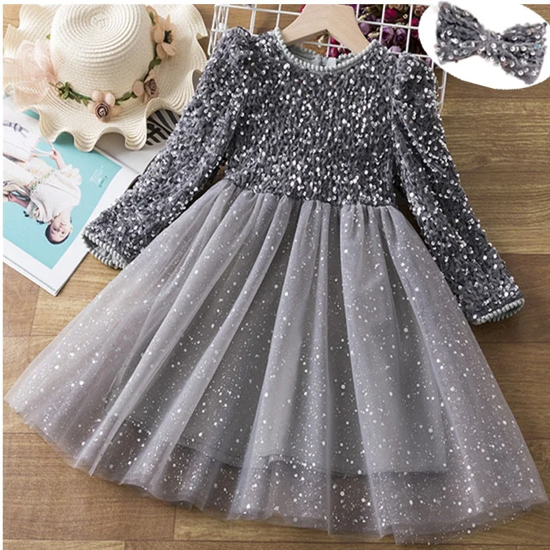 Girls Christmas Dress Long Sleeve Printed Snowflake New Year Costume Xmas Clothes Kids Dresses For Girls Marry Christmas Sweater