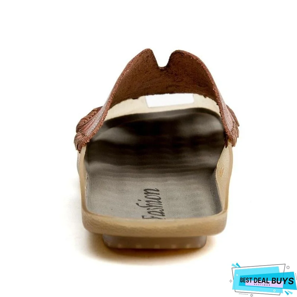 Men's Genuine Leather Non-Slip Sandal Shoes Breathable Beach Flip Flops Shoes
