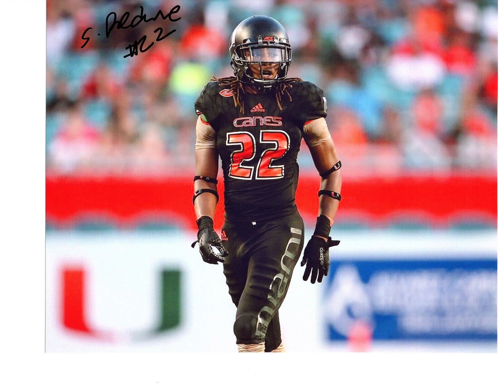 Sheldrick Redwine Miami Hurricanes Signed autographed 8x10 football Photo Poster painting TheU