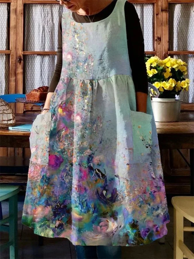 Women's Floral Vintage Pocket Dress