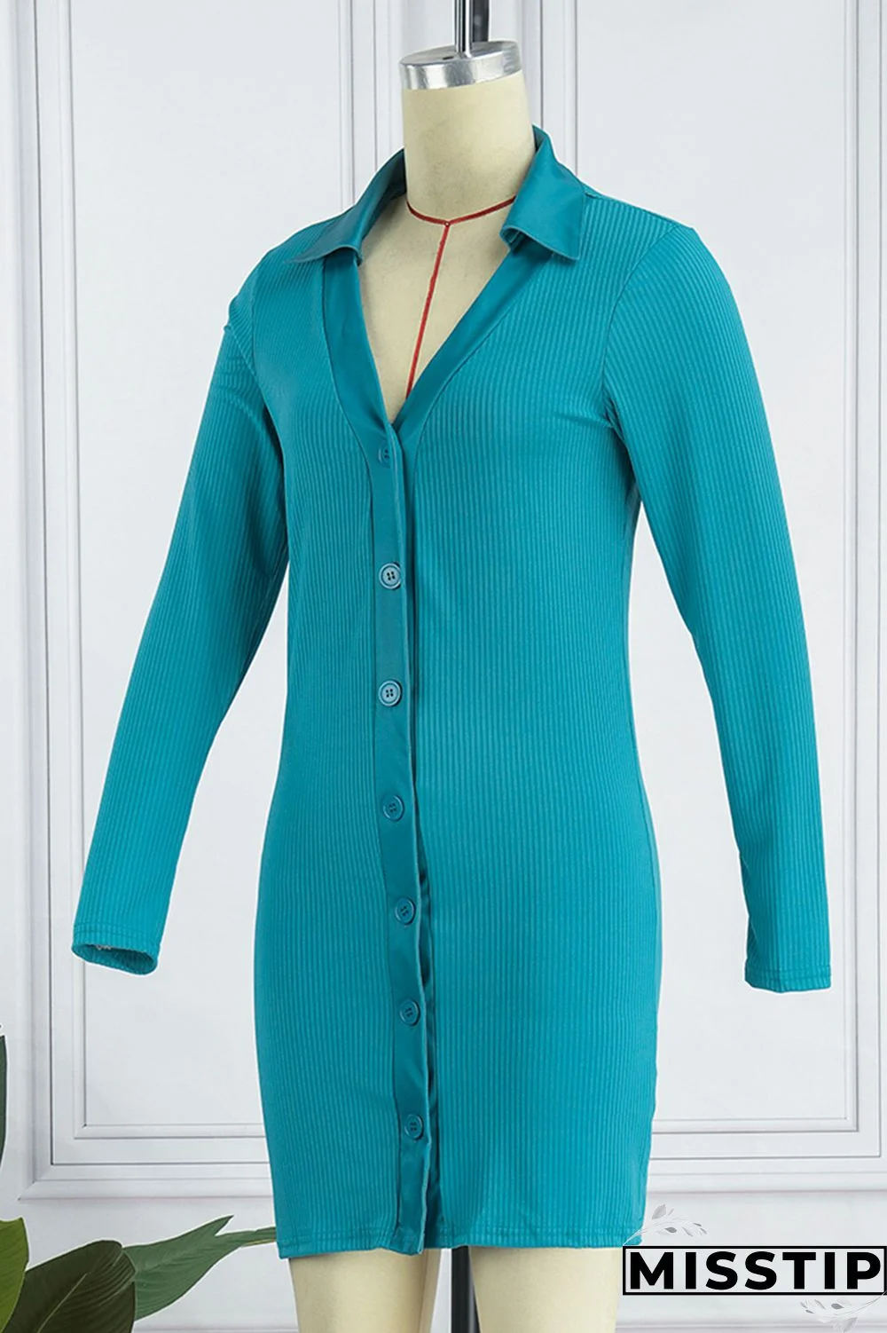 Earth Yellow Casual Solid Patchwork Buttons Turndown Collar Tops