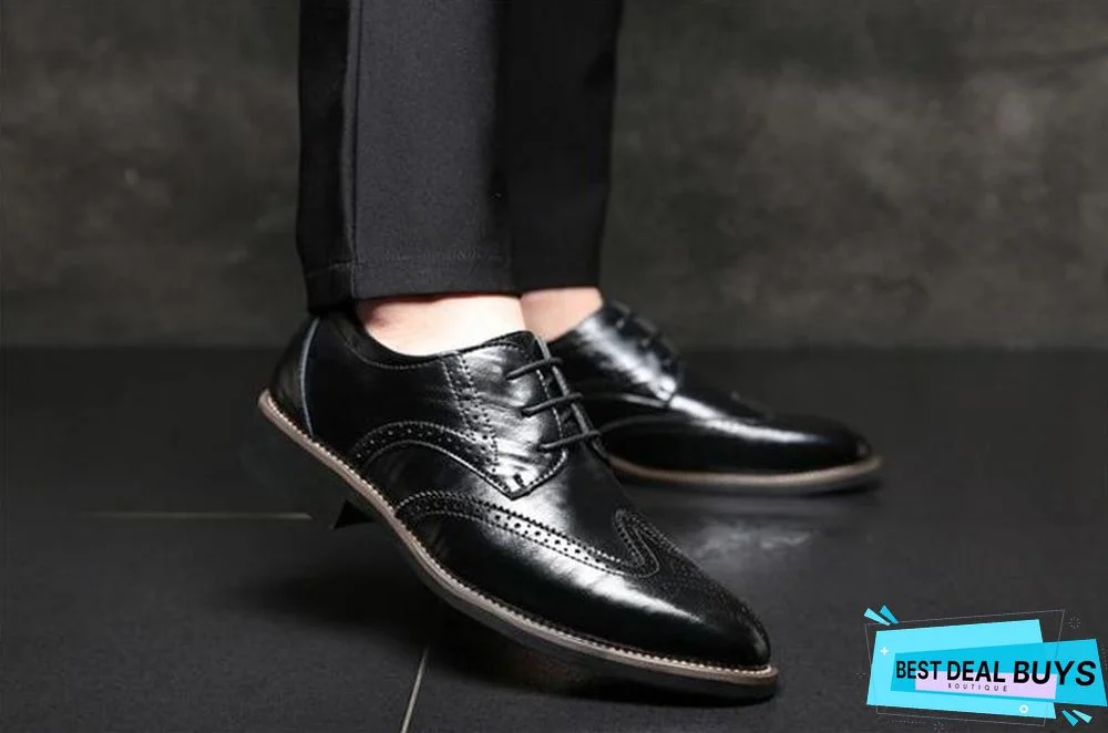 Men Fashion Flat Casual Shoes Leather Oxfords Shoes