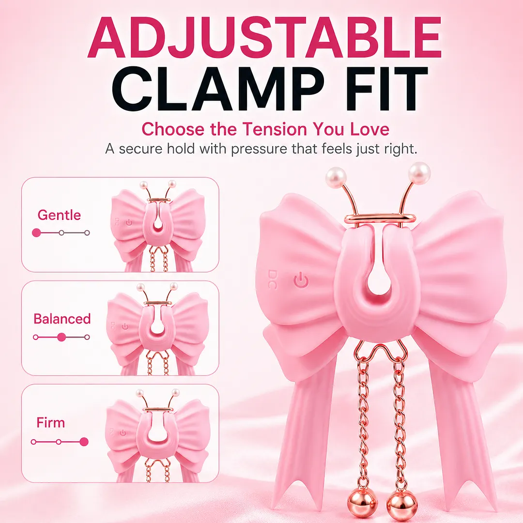 Sexy Kitty &ndash; App-controlled Vibrating & Electro-stim Bow Nipple Clamps