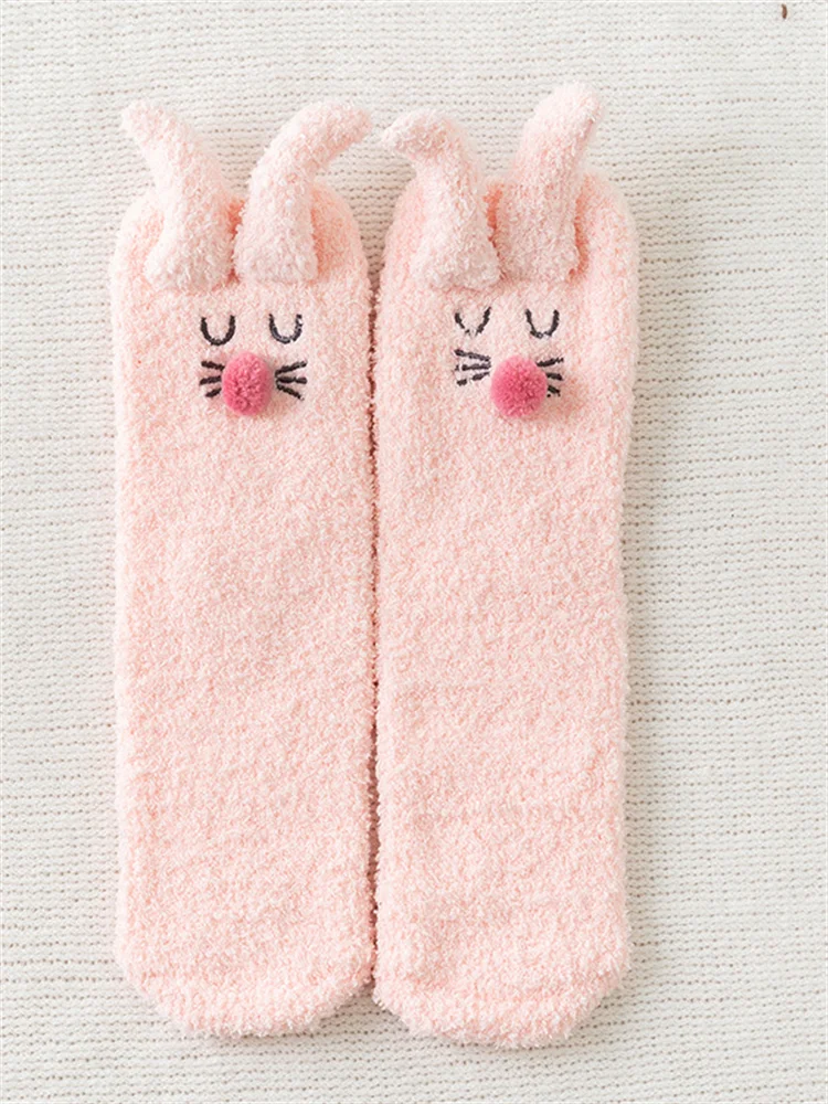 Comstylish Lovely Bunny Inspired Cozy Fleece Socks
