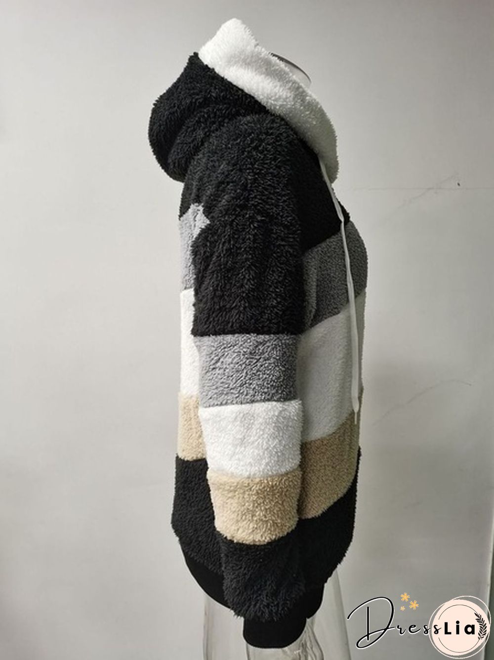 New Trend Women's Fashion Jacket Hooded Winter Warm Plush Loose Jacket for Women Patchwork Winter Outerwear Faux Fur Zipper Ladies Parka Coat Plus Size 6 Colors