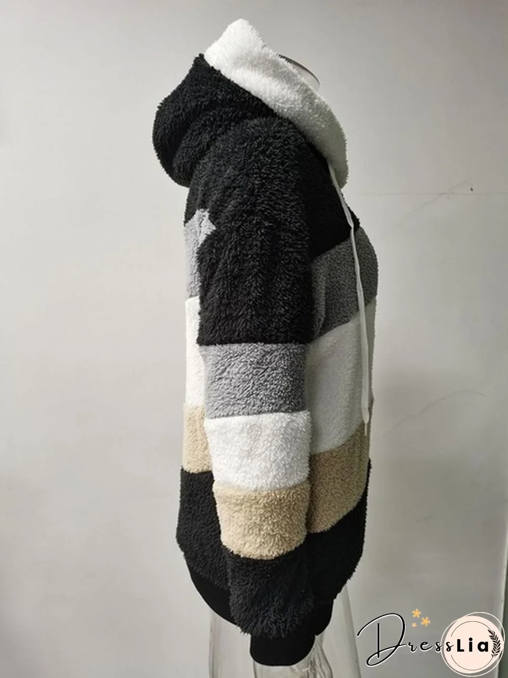 New Trend Women's Fashion Jacket Hooded Winter Warm Plush Loose Jacket for Women Patchwork Winter Outerwear Faux Fur Zipper Ladies Parka Coat Plus Size 6 Colors