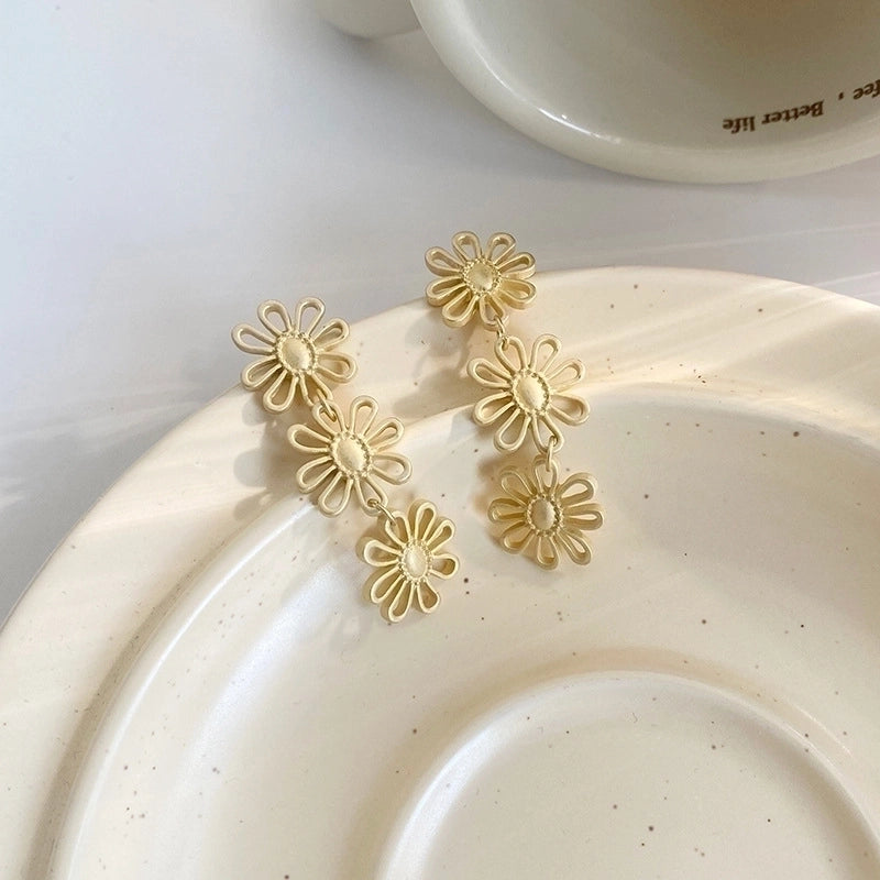 3 Pieces Sweet Heart Shape Rose Flower Inlay Imitation Pearl Alloy Rhinestones Earrings