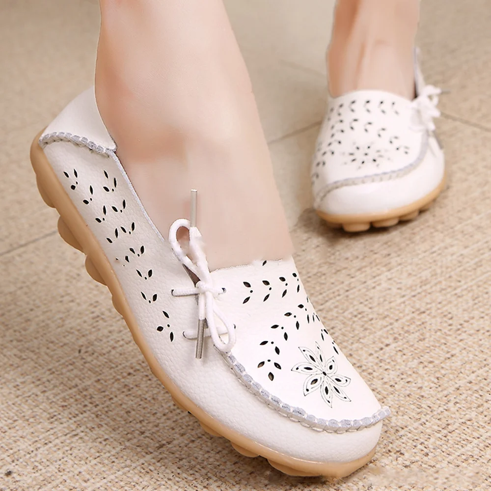 Smiledeer Summer Hollow Breathable Lace Up Casual Women Shoes