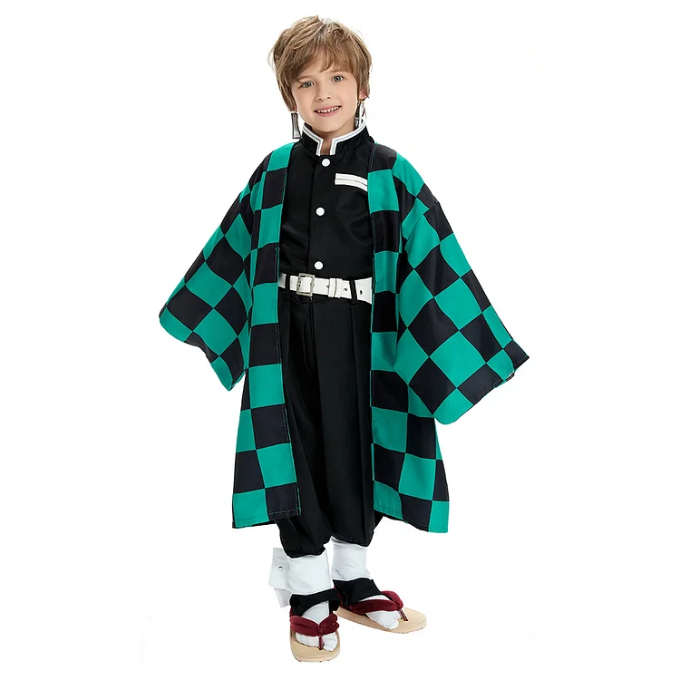 Demon Slayer Kimetsu no Yaiba Uniform Outfit Kamado Tanjirou Cosplay Costume for Kids Children